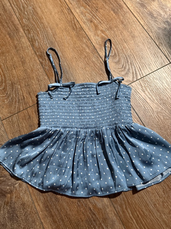American Eagle Outfitters Tops - American Eagle Outfitters Blue Polka Dot Smocked Tank Top